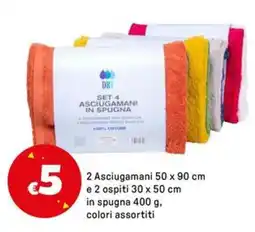 Iper La Grande 2 Asciugamani 50 x 90 cm e 2 ospiti 30 x 50 cm in spugna offerta