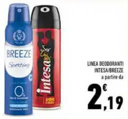 Conad Linea deodoranti intesa/breeze offerta