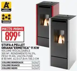 Ottimax Stufa a pellet oriana ermetica 11 kw offerta