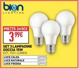 Ottimax Bion set 3 lampadine goccia 15w offerta