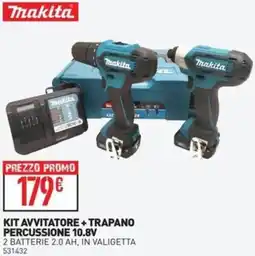 Ottimax Makita kit avvitatore + trapano percussione 10.8v offerta