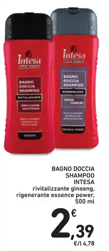 Spazio Conad Bagno doccia shampoo INTESA rivitalizzante ginseng, rigenerante essence power offerta
