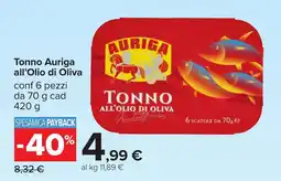 Carrefour Tonno Auriga all'Olio di Oliva offerta