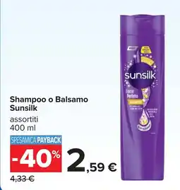 Carrefour Shampoo o Balsamo Sunsilk offerta