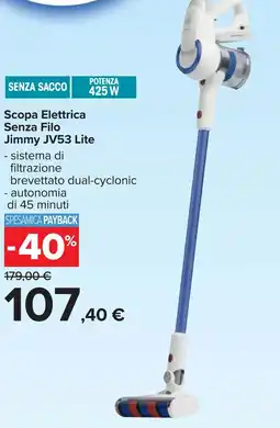 Carrefour Scopa Elettrica Senza Filo Jimmy JV53 Lite offerta