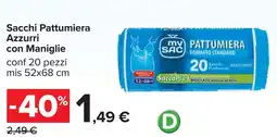 Carrefour Sacchi Pattumiera Azzurri con Maniglie offerta