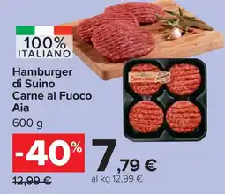 Carrefour Hamburger di Suino Carne al Fuoco Aia offerta
