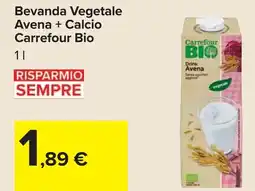 Carrefour Bevanda Vegetale Avena + Calcio Carrefour Bio offerta