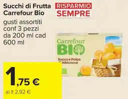 Carrefour Succhi di Frutta Carrefour Bio offerta