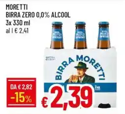 IperFamila Moretti birra zero 0,0% alcool offerta
