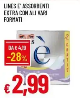 IperFamila Lines e' assorbenti extra con ali vari formati offerta