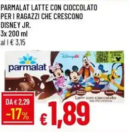 IperFamila Parmalat latte con cioccolato peri ragazzi che crescono disney jr. offerta