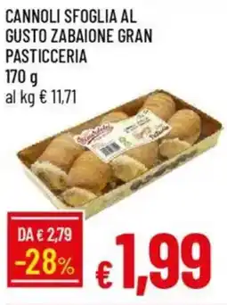 IperFamila Cannoli sfoglia al gusto zabaione gran pasticceria offerta