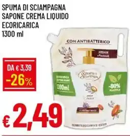 IperFamila Spuma di sciampagna sapone crema liquido ecoricarica offerta