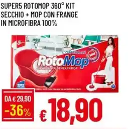 IperFamila Super5 rotomop 360° kit secchio + mop con frange in microfibra 100% offerta