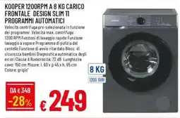 IperFamila KOOPER 1200RPM A 8 KG CARICO FRONTALE DESIGN SLIM 11 PROGRAMMI AUTOMATICI offerta