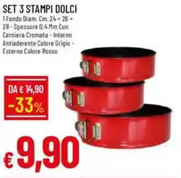 IperFamila Set 3 stampi dolci offerta