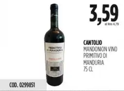 Carico Cash & Carry Cantolio mandonion vino primitivo di manduria offerta