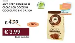 Prezzemolo e Vitale Alce nero frollini al cacao con gocce di cioccolato bio offerta