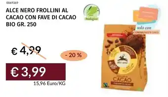 Prezzemolo e Vitale Alce nero frollini al cacao con fave di cacao bio offerta