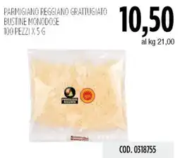 Carico Cash & Carry Parmigiano reggiano grattugiato bustine monodose 100 pezzi offerta