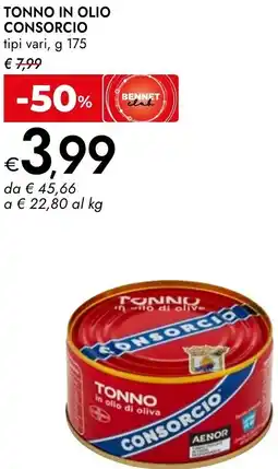 Bennet Tonno in olio CONSORCIO offerta