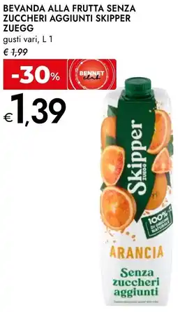Bennet Bevanda alla frutta senza zuccheri aggiunti SKIPPER ZUEGG offerta