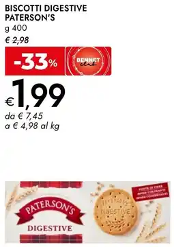 Bennet Biscotti digestive PATERSON'S offerta
