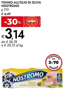 Bennet Tonno all'olio di oliva NOSTROMO offerta