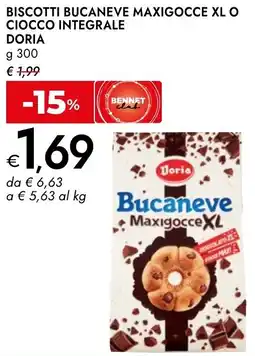 Bennet Biscotti bucaneve maxigocce xl o ciocco integrale DORIA offerta
