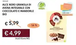 Prezzemolo e Vitale Alce nero granola di avena integrale con cioccolato e mandorle bio offerta
