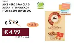 Prezzemolo e Vitale Alce nero granola di avena integrale con fichi e semi bio offerta