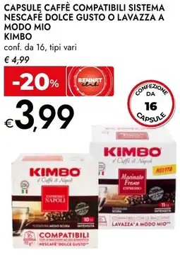 Bennet Capsule caffè compatibili sistema nescafé dolce gusto o lavazza a modo mio KIMBO offerta