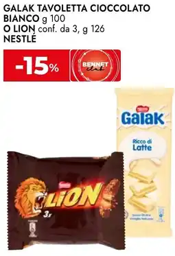 Bennet Galak tavoletta cioccolato bianco o lion NESTLÉ offerta