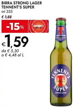 Bennet Birra strong lager TENNENT'S SUPER offerta