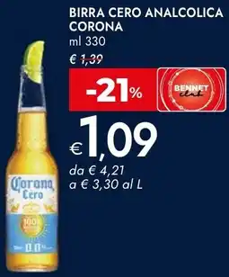Bennet Birra cero analcolica corona offerta