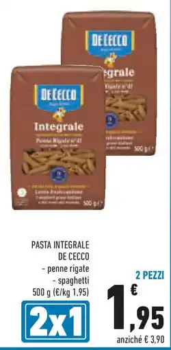Conad Pasta integrale DE CECCO penne rigate spaghetti offerta