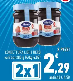 Conad Confettura light HERO vari tipi offerta