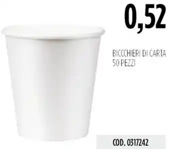Carico Cash & Carry Biccchieri di carta offerta