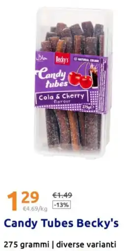 Action Candy Tubes Becky's offerta