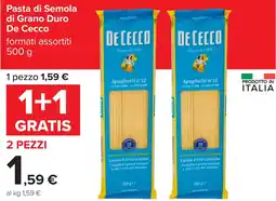 Carrefour Pasta di Semola di Grano Duro De Cecco offerta