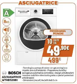 Ipercoop BOSCH ASCIUGATRICE WTH85208II offerta