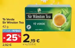 Carrefour Tè Verde Sir Winston Tea offerta