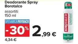Carrefour Deodorante Spray Borotalco offerta