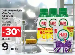 Carrefour Gel Lavastoviglie x3 o Caps All In One Fairy offerta