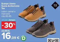 Carrefour Scarpa Uomo Suola Antiscivolo Tex offerta