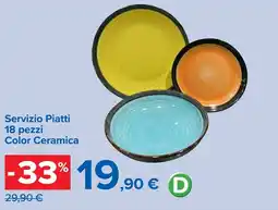 Carrefour Servizio Piatti 18 pezzi Color Ceramica offerta