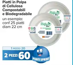 Carrefour Piatti in Polpa di Cellulosa Compostabili e Biodegradabile offerta