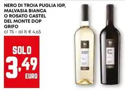 Pam Nero di troia puglia igp, malvasia bianca o rosato castel del monte DOP GRIFO offerta