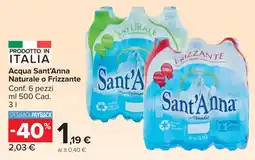 Carrefour Market Acqua Sant'Anna Naturale o Frizzante offerta
